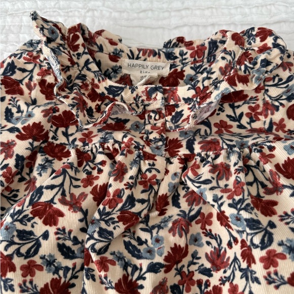 Floral corduroy dress and Tights Set - Picture 2 of 3